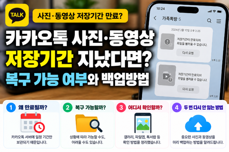카카오톡 사진·동영상 저장기간 만료됐다면?｜복구 가능 여부와 백업방법 총정리