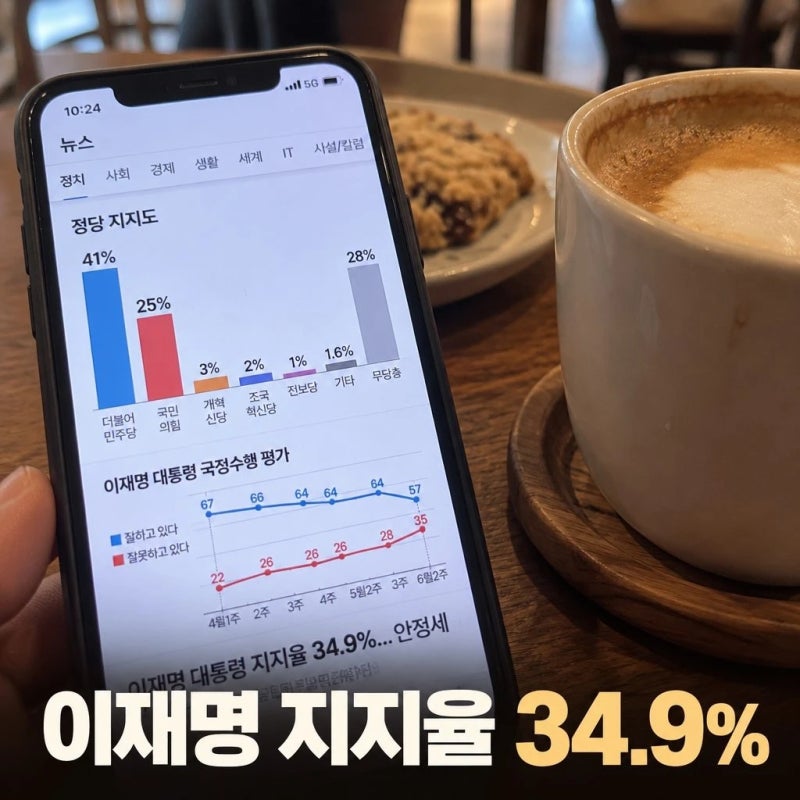 이재명 지지율 하락 34.9% 최저 원인 분석