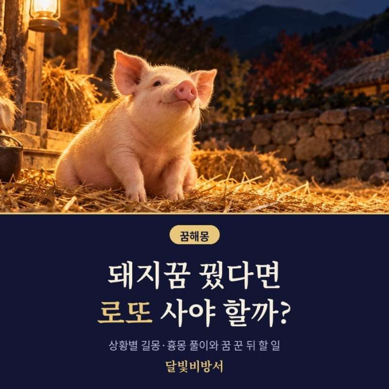 돼지꿈 해몽, 꿈 꾸면 로또 사야 하나요? 상황별 길몽·흉몽 풀이