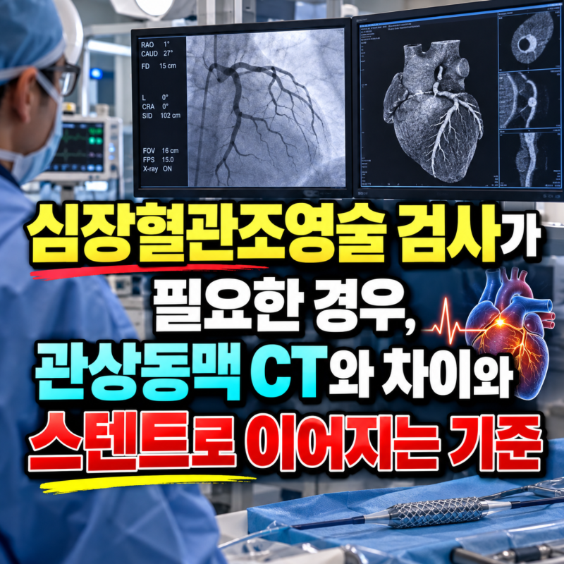 심장혈관조영술 검사가 필요한 경우, 관상동맥 CT와 차이