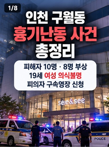 <b>인천</b> 구월동 <b>흉기난동</b> 사건 총정리｜피해자 10명·8명 부상, 19세 여....
