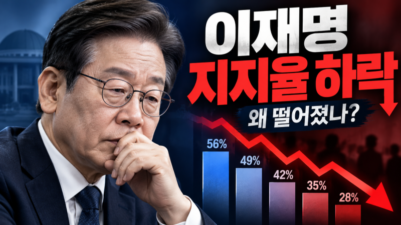 이재명 지지율 하락 이유 35.2%라고? 말이 됨? 국힘 역전
