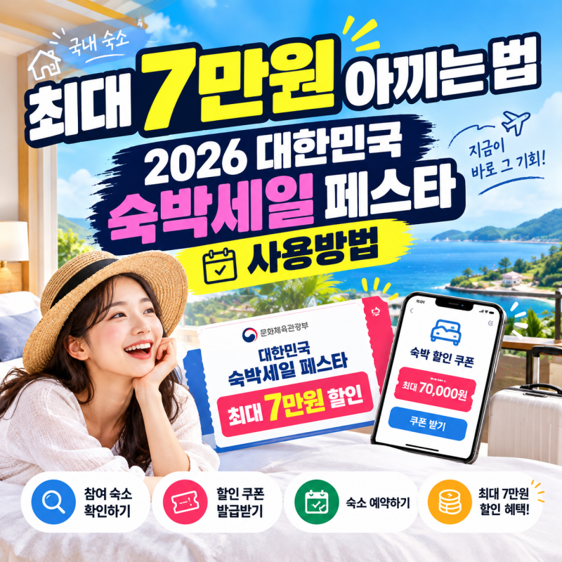 국내 숙소 최대 7만 원 아끼는 법, 2026 대한민국 숙박세일 페스타 사용방법