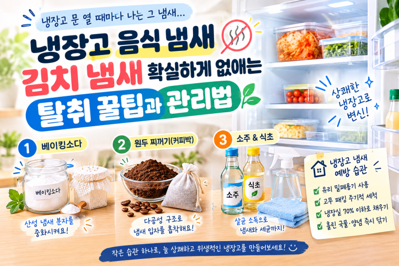 냉장고 음식 냄새 김치 냄새 확실하게 없애는 탈취 꿀팁과 관리법