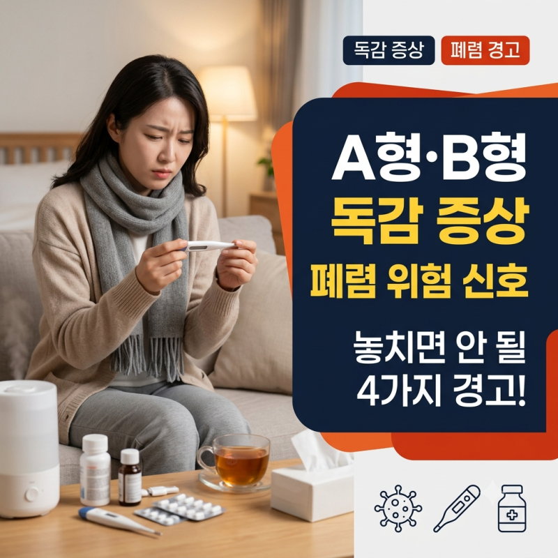 독감 증상 (A형, B형) 검사 주사부작용, 폐렴으로 번지기 전 나타나는 신호