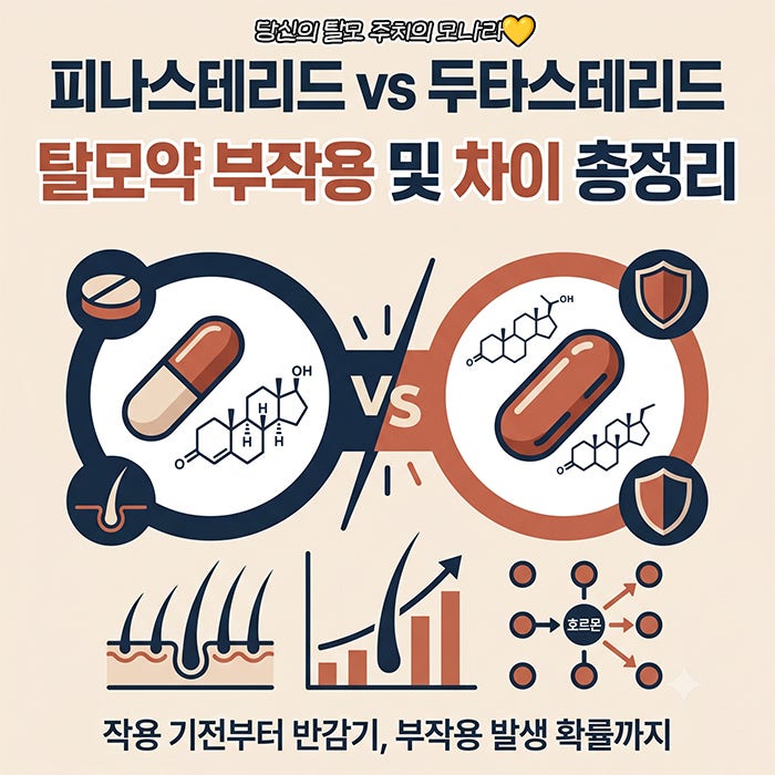 탈모약 부작용, 피나스테리드 vs 두타스테리드 차이 총정리