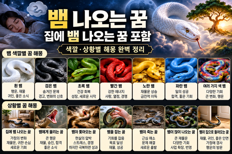뱀 나오는 꿈, 집에 뱀 나오는 꿈 포함 색깔·상황별 해몽 완벽 정리