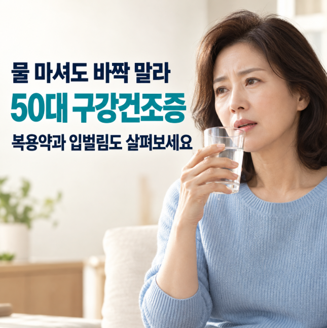 “물 마셔도 바짝 말라” 50대 구강건조증 원인, 복용약과 입벌림도 살펴보세요