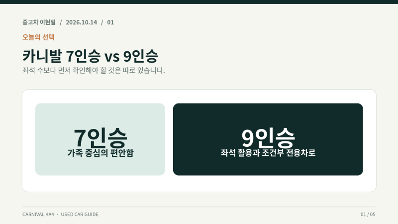 카니발 9인승 샀는데 버스전용차로 못 탄다고? 7인승과 꼭 비교하세요