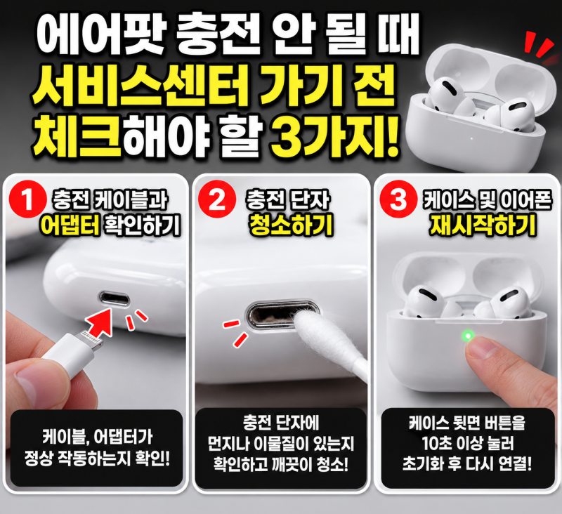 에어팟 충전 안 될 때 서비스센터 가기 전 체크해야 할 3가지