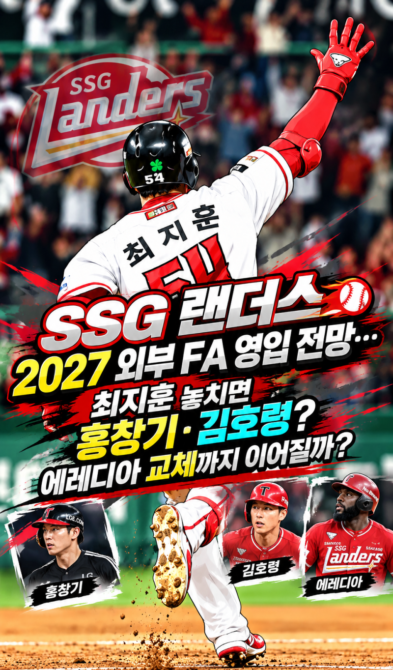 SSG 랜더스 2027 외부 FA 영입 전망…최지훈 놓치면 홍창기·김호령? 에레디아 교체까지 이어질....
