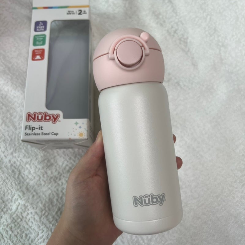 어린이집 유치원 물통 추천, 누비 스텐 원터치 물병 딸기라떼 후기