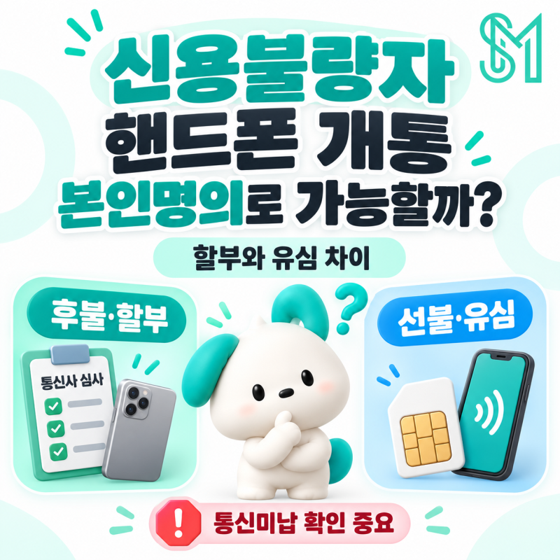 신용불량자 핸드폰 개통, 본인명의로 가능할까? 할부와 유심 차이