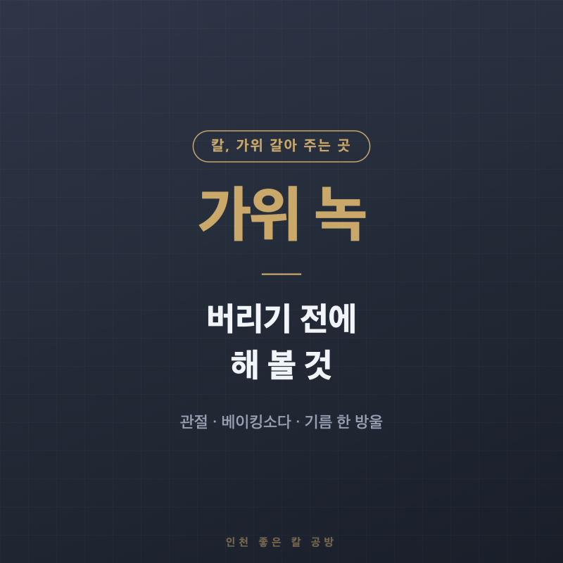 가위 녹 제거, 버리기 전에 해 볼 것 — 녹슨 가위 살리는 법과 관절에 녹이 다시 앉지 않게.