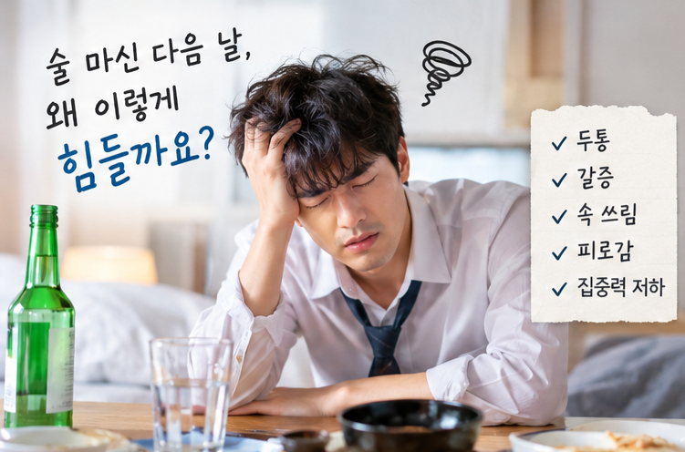 숙취해소, 물 많이 마시는게 가장 좋을까⁉️ 술 마신 다음 날 몸이 보내는 신호들