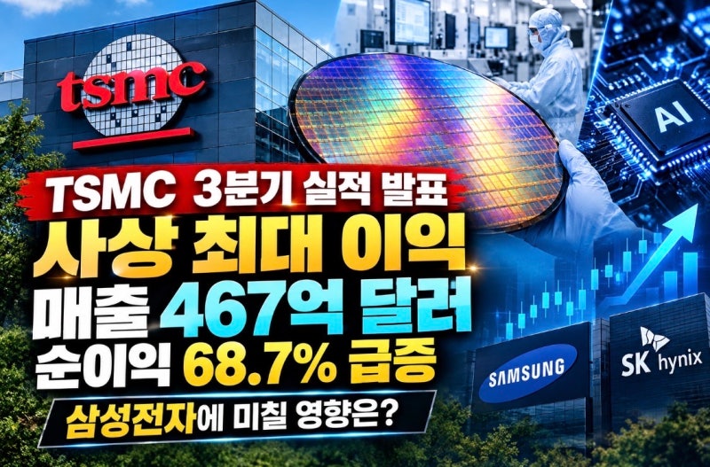 TSMC 3분기 실적 사상 최대 이익! 매출 467억 달러 돌파, AI 반도체가 만든 기록