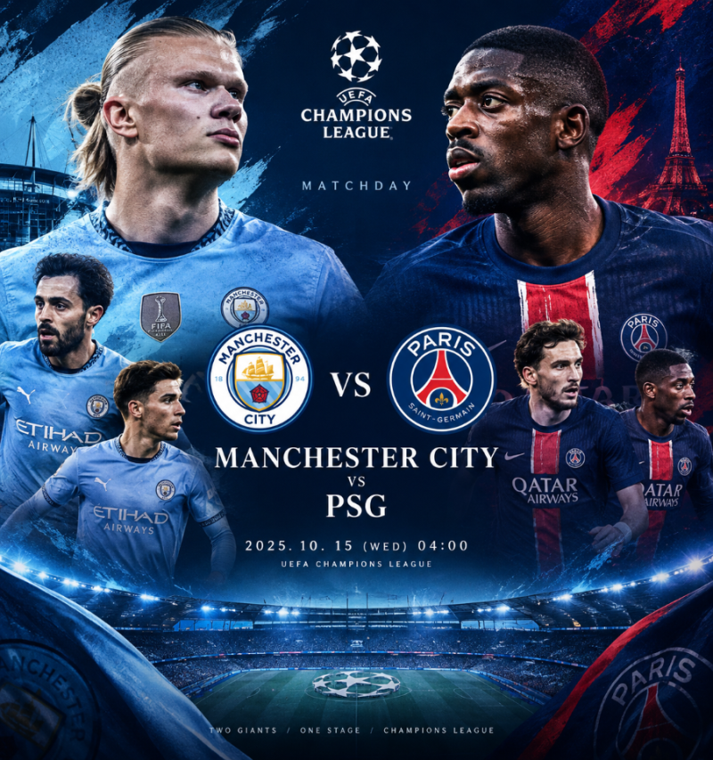 맨시티 vs PSG 예상 라인업 총정리｜10월 15일 챔스 빅매치