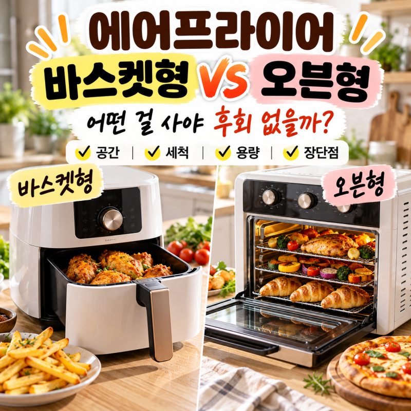 에어프라이어 바스켓형 vs 오븐형, 어떤 걸 사야 후회 없을까?