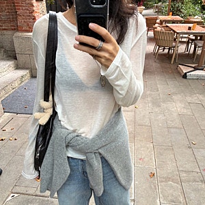 레이어드 티셔츠 울 텐셀 시스루 긴팔티, 이너 필수템