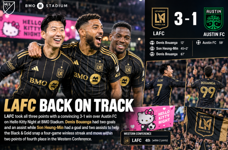 10/15 MLS 정규 시즌, LAFC 오스틴에 3:1 승리