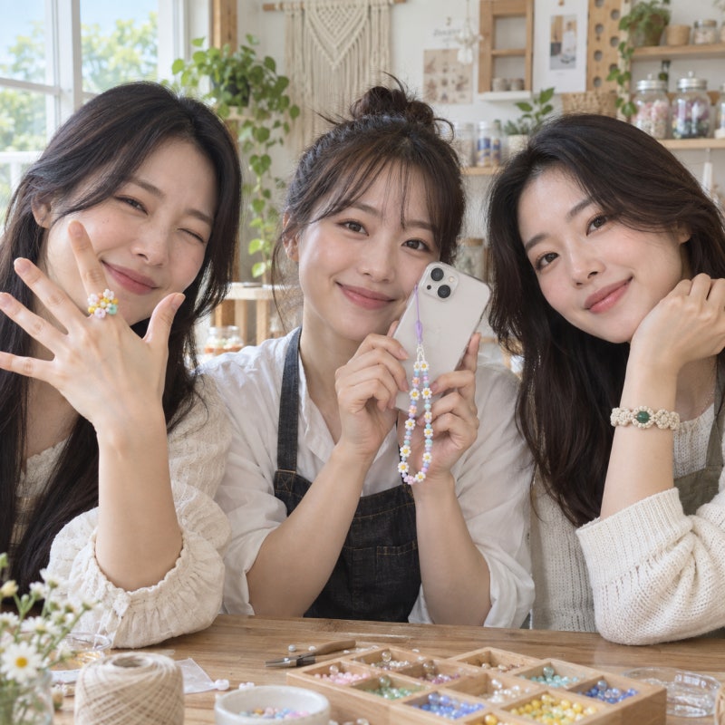 비즈꽃반지, 비즈스트랩으로 체인핸드폰줄, 마크라메팔찌 악세사리 처음 만들 때 재료는?