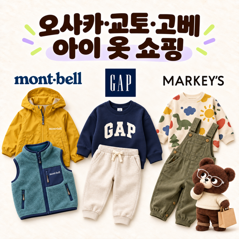 오사카·교토·고베 아기옷·유아동복 쇼핑 10곳｜몽벨·갭·마키즈 매장과 할인 팁