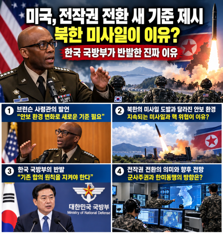 <b>미국 전작권 전환</b> 새 기준 제시｜북한 미사일이 이유? 한국 국방부....