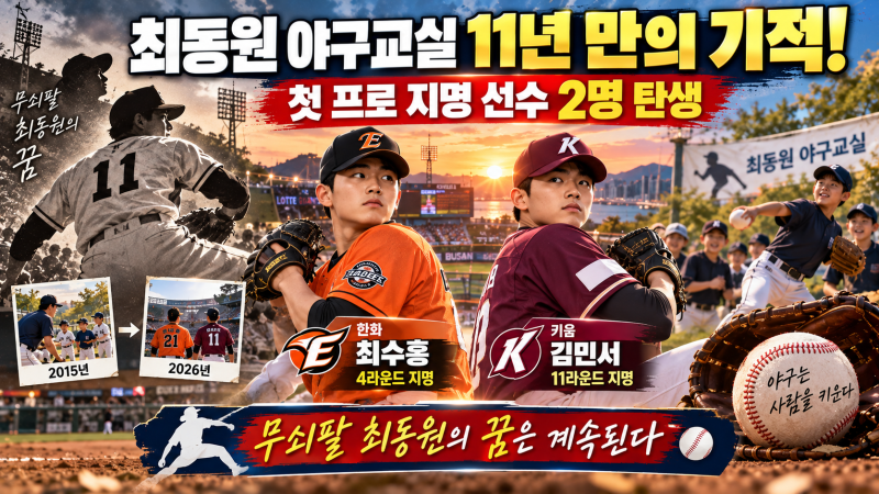 최동원 야구교실 11년 만의 기적! 한화 최수홍·키움 김민서, 첫 프로 지명 감동