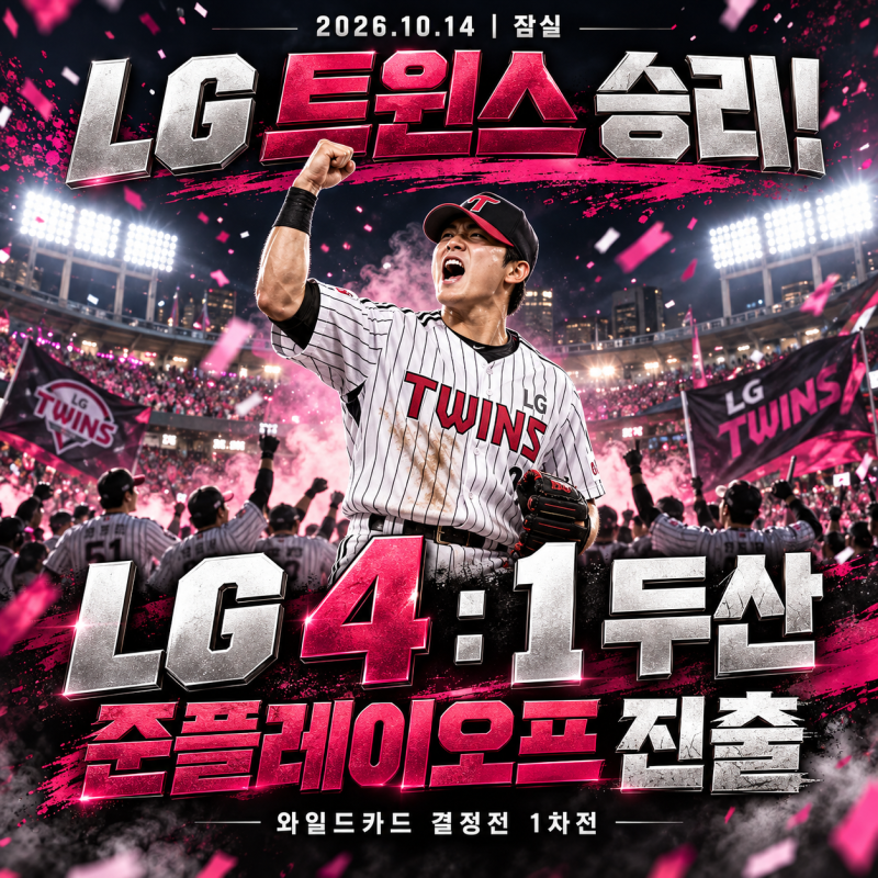 LG, 두산 꺾고 준플레이오프행… 오스틴 1회 투런·카라스코 6이닝 1실점, 마지막 잠실 가을 더....