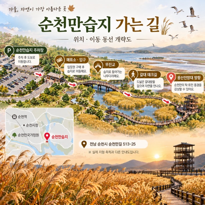 순천만습지 갈대밭 2026 가을여행｜갈대 절정시기·입장료·주차·용산전망대 코스