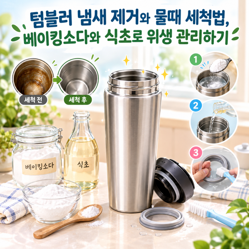 텀블러 냄새 제거와 물때 세척법, 베이킹소다와 식초로 위생 관리하기