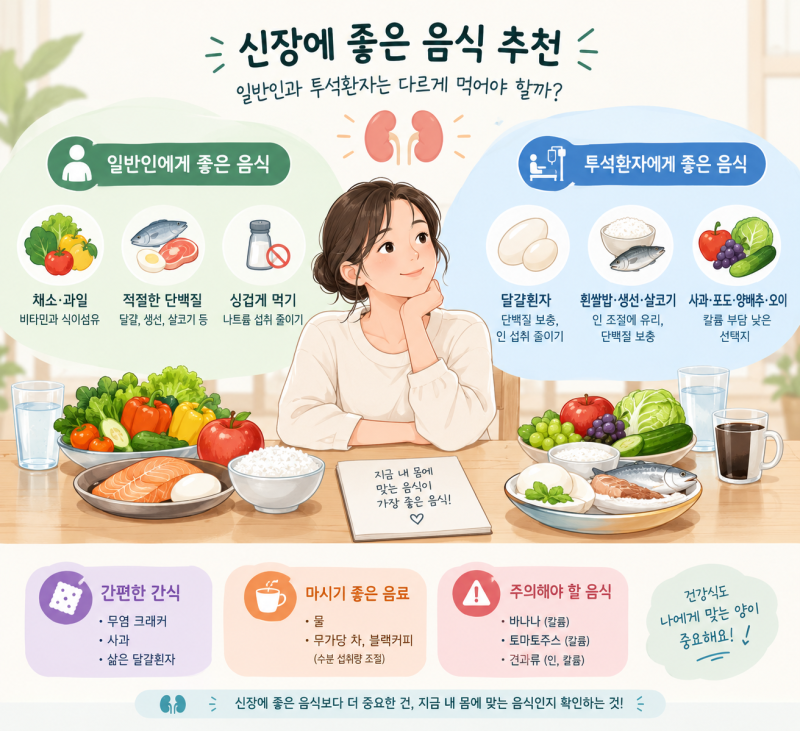 신장에 좋은 음식 추천｜일반인과 투석 환자가 다르게 먹어야 하는 이유