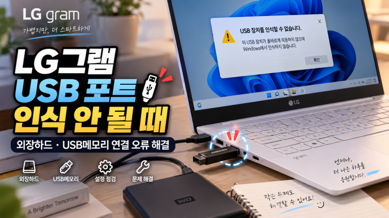LG그램 USB 포트 인식 안 될 때｜외장하드·USB메모리 연결 오류 해결