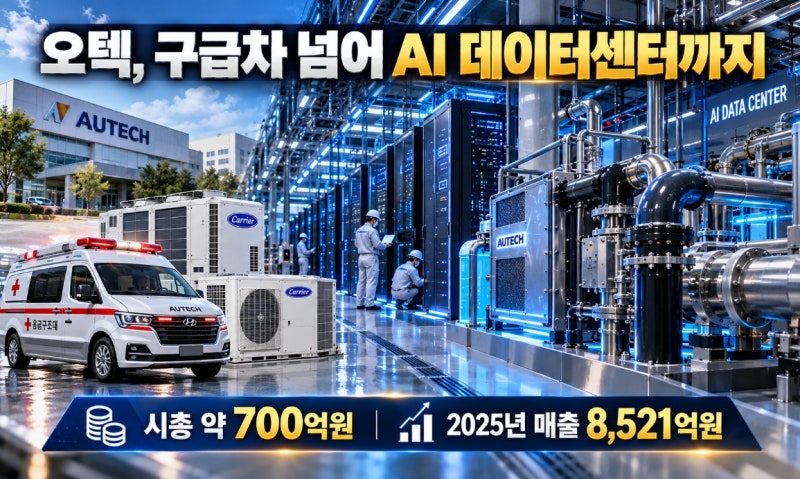 오텍 주가, 시총 700억 회사가 AI 데이터센터 냉각까지? 캐리어·기아 PBV에 숨은 성장 기회