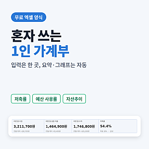 1인 가계부 엑셀 양식 무료 공유 | 자산추이·저축률 그래프 자동화