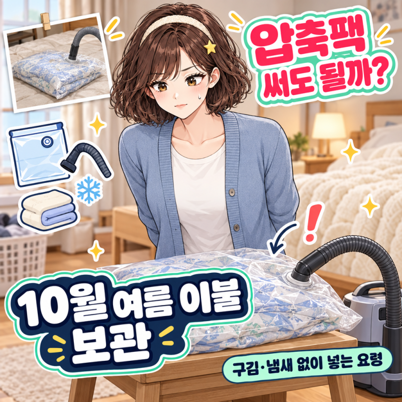 "진공으로 꽉 누르지 마세요" 10월 이불 교체철 여름 이불 보관법, 압축팩 쓰는 요령