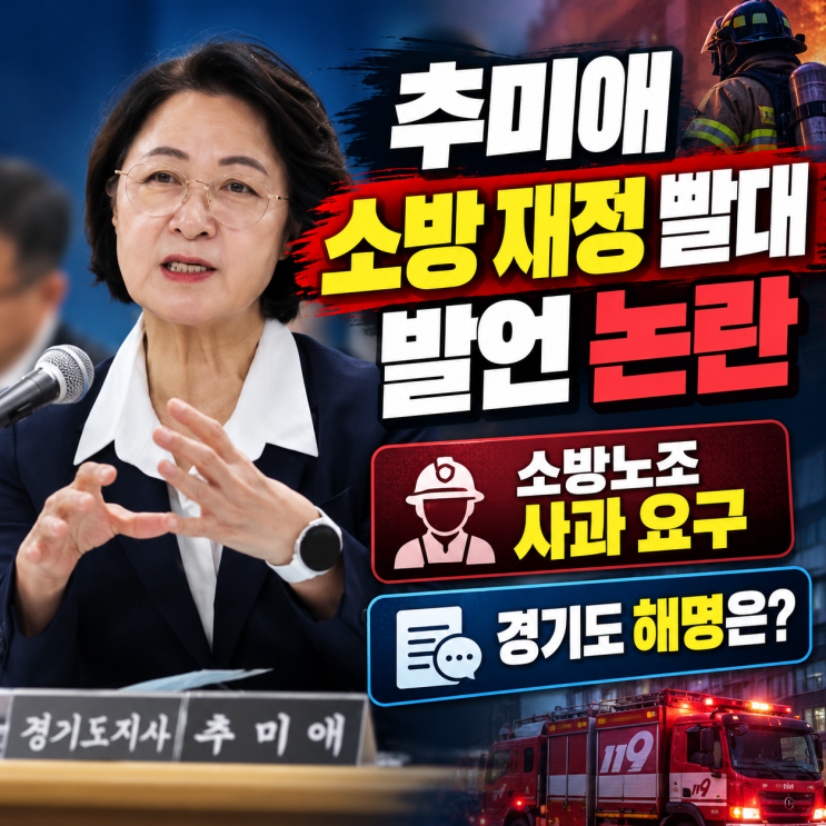 <b>추미애</b> "<b>소방</b>은 재정 <b>빨대</b>" <b>발언</b> 논란…7만 <b>소방</b>관 사과 요구, 경기....
