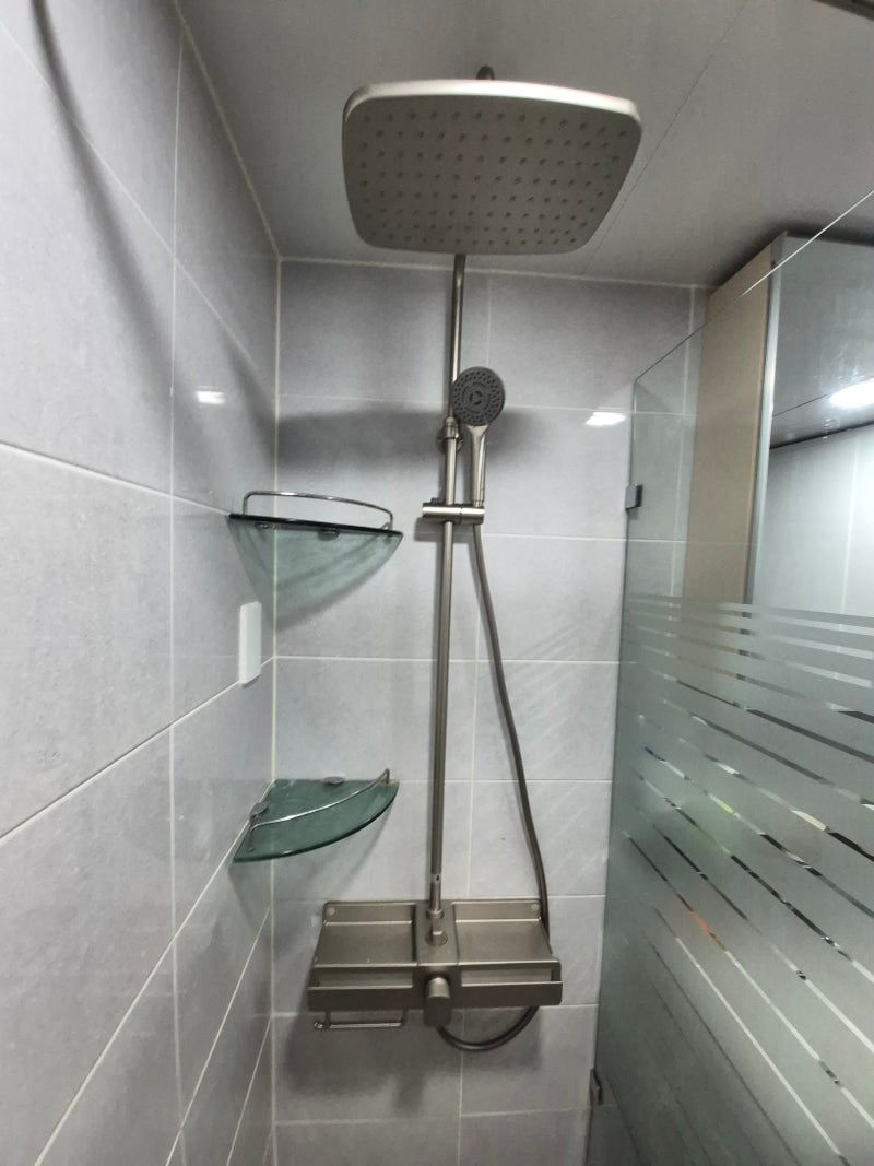 욕실 통스텐 레인샤워기 교체 선반형 해바라기 샤워수전 설치