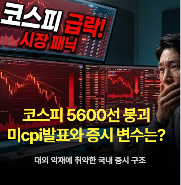 <b>코스피</b> 5600선 붕괴. 미cpi발표와 증시<b>반등</b>의 변수는?