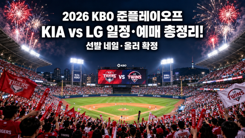 KBO 준플레이오프 일정·예매 총정리! LG 두산 꺾고 진출, KIA 선발 네일·올러 확정