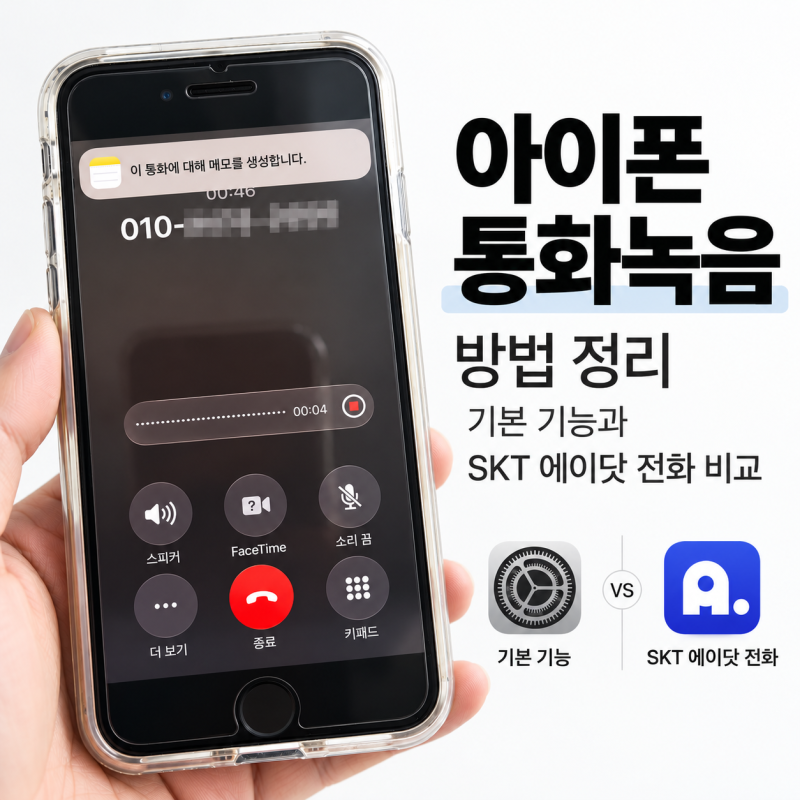 아이폰 통화녹음 방법 정리, 기본 기능과 SKT 에이닷 전화 비교