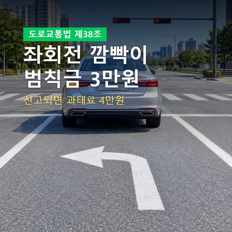 <b>좌회전 깜빡이</b> 안 켜면 범칙금 3만원·과태료 4만원, 단속 기준 총정....