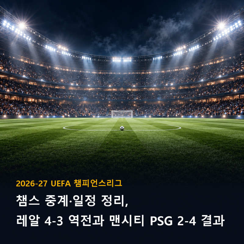 챔스 중계·일정 정리, 레알 4-3 역전과 맨시티 PSG 2-4 결과