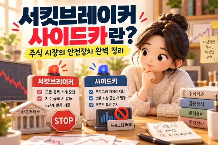 코스피 코스탁 <b>서킷브레이커</b> 뜻 기준 발동 조건 (+사이트카 차이)