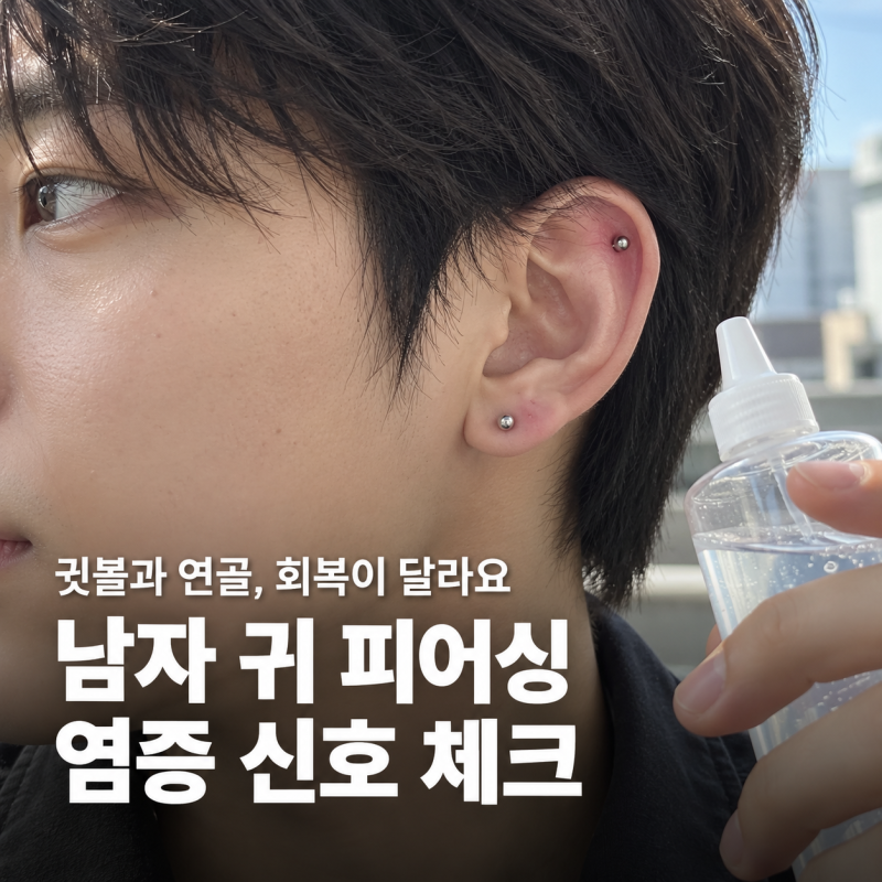 남자 귀연골 피어싱 빼야 할까 버텨도 될까, 귓볼 염증과 비교