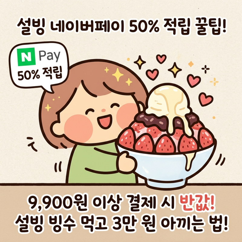 설빙 네이버페이 50프로 적립 조건 및 9900원 결제방법 총정리