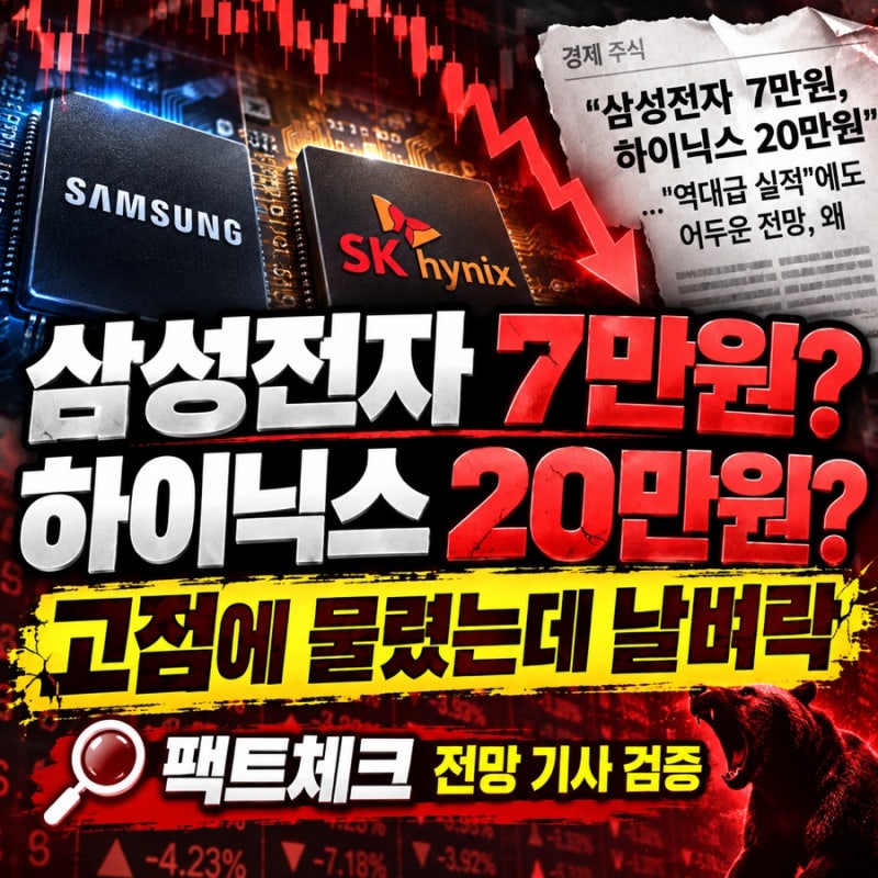 삼성전자 7만원·SK하이닉스 20만원? 역대급 실적이라더니 폭락 전망…고점에 물린 나는 진짜 ....