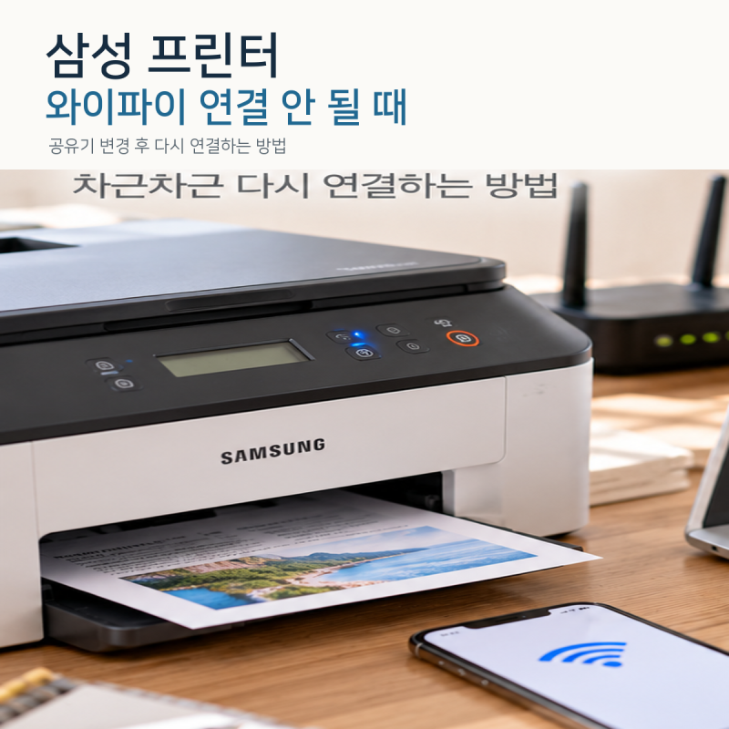 삼성 프린터 와이파이 연결 안 될 때, 인터넷 공유기 바꾼 후 재설정 방법