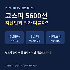 코스피 5600선 추락, 지난번과 뭐가 다를까? | '검은 목요일' 급락 원인 비교 총정리 (2026.10.15)