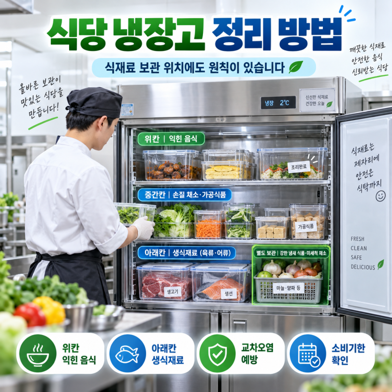 식당 냉장고 정리 방법, 식재료 보관 위치에도 원칙이 있습니다